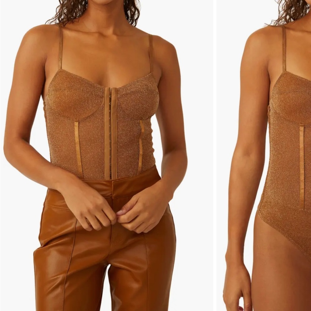 Free People Bronze Shimmer Bodysuit